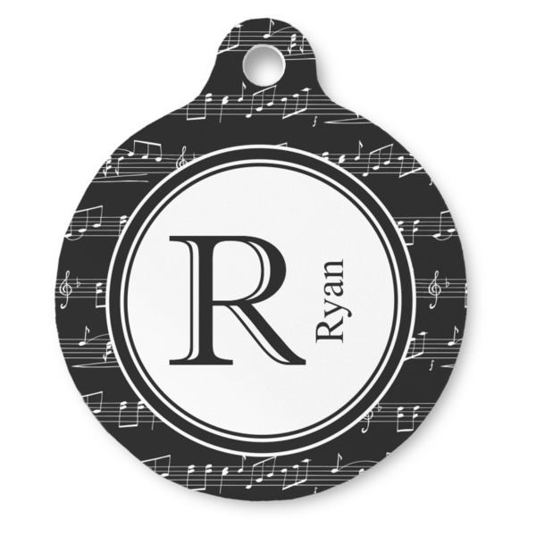 Custom Musical Notes Round Pet ID Tag - Large (Personalized)