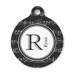Musical Notes Round Pet ID Tag - Small (Personalized)