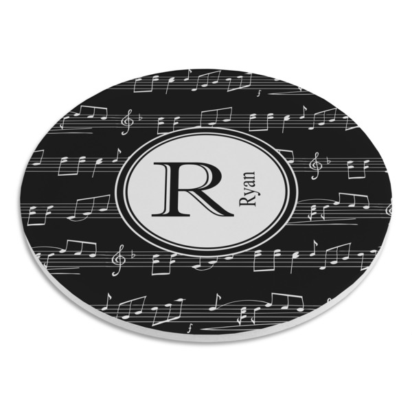 Musical Notes Round Stone Trivet - Angle View