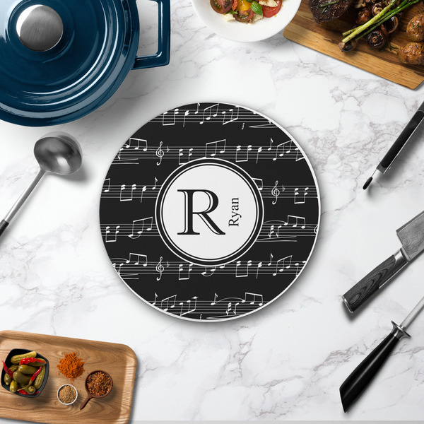 Musical Notes Round Stone Trivet - In Context View