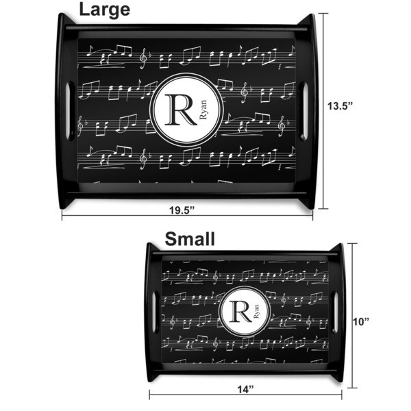 Musical Notes Serving Tray Black Sizes