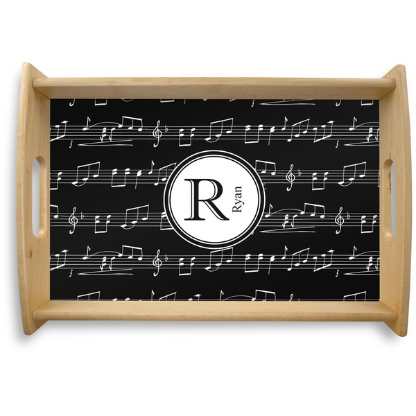 Custom Musical Notes Natural Wooden Tray - Small (Personalized)