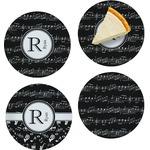 Musical Notes Set of 4 Glass Appetizer / Dessert Plate 8" (Personalized)