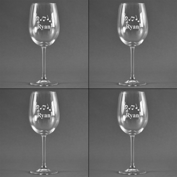 Musical Notes Set of Four Personalized Wineglasses (Approval)