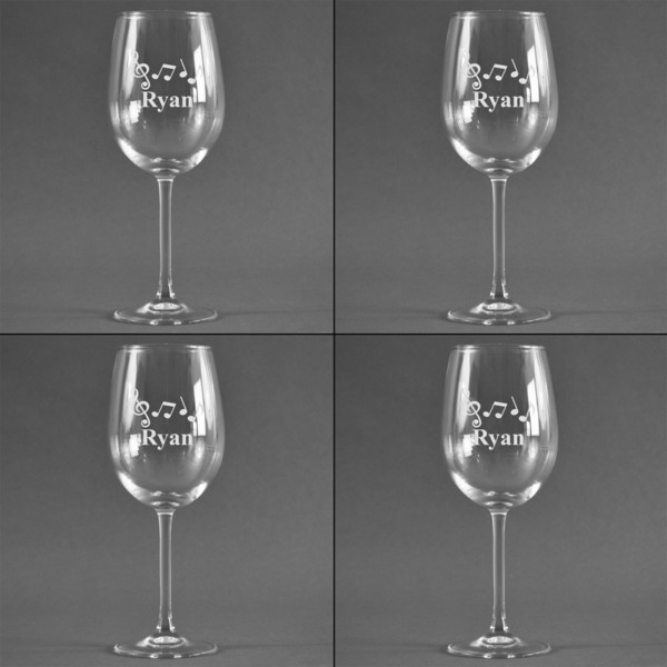 Musical Notes Set of Four Personalized Wineglasses (Approval)