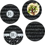 Musical Notes Set of 4 Glass Lunch / Dinner Plate 10" (Personalized)