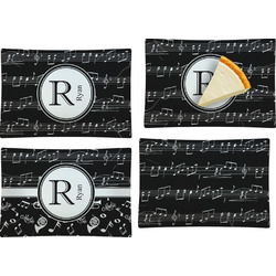Musical Notes Set of 4 Glass Rectangular Appetizer / Dessert Plate (Personalized)