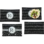 Musical Notes Set of 4 Glass Rectangular Lunch / Dinner Plate (Personalized)