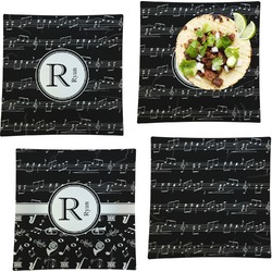 Musical Notes Set of 4 Glass Square Lunch / Dinner Plate 9.5" (Personalized)