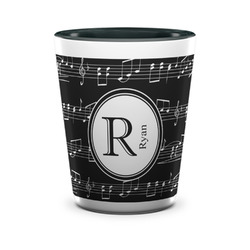 Musical Notes Ceramic Shot Glass - 1.5 oz - Two Tone - Single (Personalized)