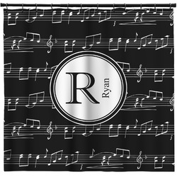 Musical Notes Shower Curtain - 69"x70" w/ Name and Initial