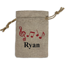 Musical Notes Small Burlap Gift Bag - Front (Personalized)