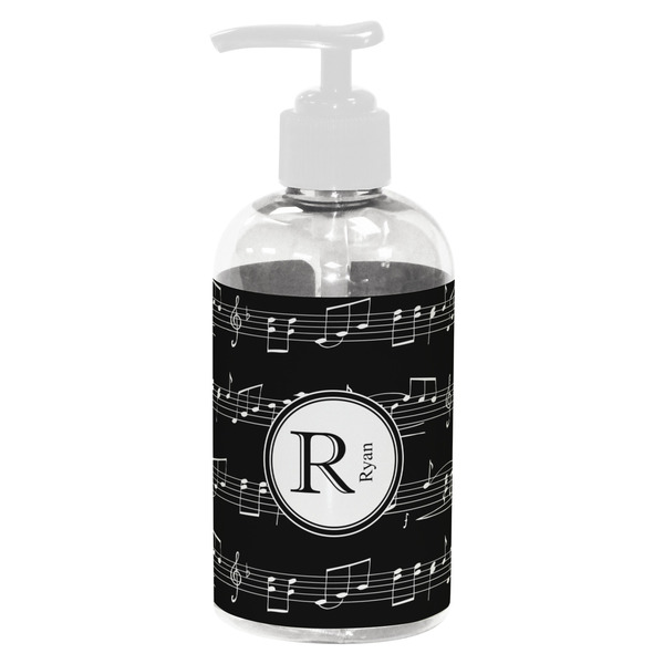 Custom Musical Notes Plastic Soap / Lotion Dispenser (8 oz - Small - White) (Personalized)