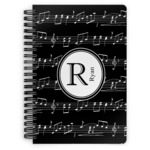 Musical Notes Spiral Notebook - 7x10 w/ Name and Initial