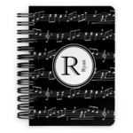 Musical Notes Spiral Notebook - 5x7 w/ Name and Initial