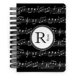 Musical Notes Spiral Notebook - 5x7 w/ Name and Initial