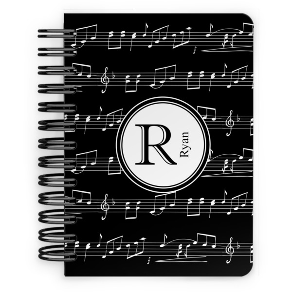 Custom Musical Notes Spiral Notebook - 5x7 w/ Name and Initial