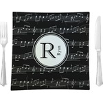 Musical Notes 9.5" Glass Square Lunch / Dinner Plate- Single or Set of 4 (Personalized)