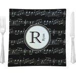 Musical Notes Glass Square Lunch / Dinner Plate 9.5" (Personalized)