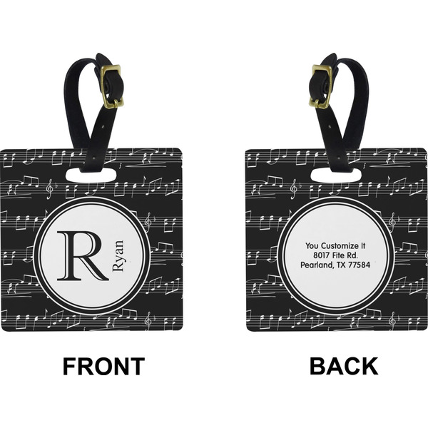 Musical Notes Square Luggage Tag (Front + Back)