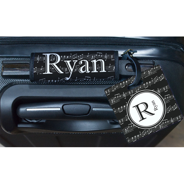 Musical Notes Square Luggage Tag & Handle Wrap - In Context