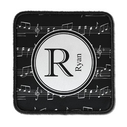 Musical Notes Iron On Square Patch w/ Name and Initial