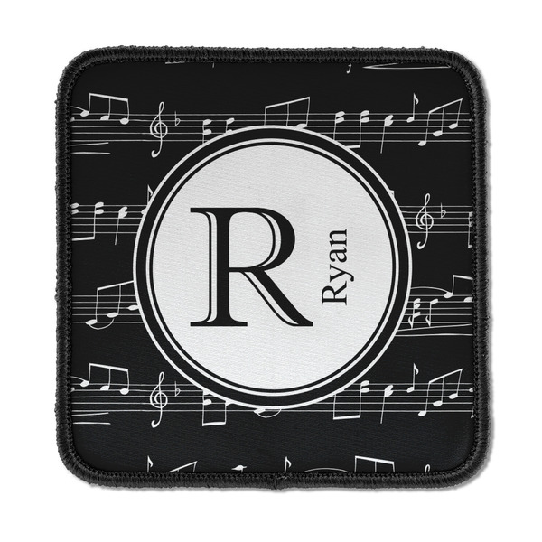 Custom Musical Notes Iron On Square Patch w/ Name and Initial