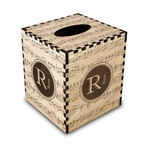 Musical Notes Wood Tissue Box Cover - Square (Personalized)