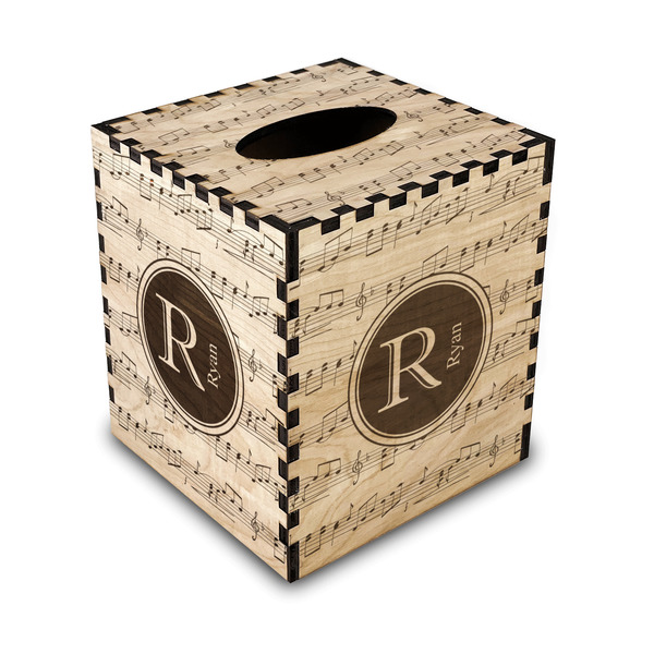 Custom Musical Notes Wood Tissue Box Cover - Square (Personalized)