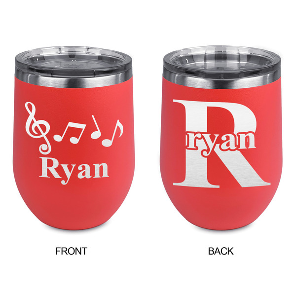 Musical Notes Stainless Wine Tumblers - Coral - Double Sided - Approval