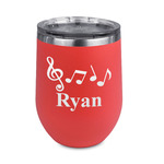 Musical Notes Stemless Stainless Steel Wine Tumbler - Coral - Double Sided (Personalized)