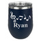 Musical Notes Stainless Wine Tumblers - Navy - Double Sided - Front