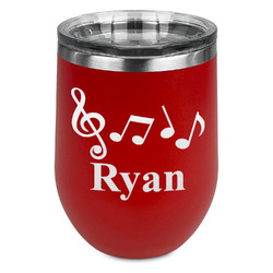 Musical Notes Stemless Stainless Steel Wine Tumbler - Red - Double Sided (Personalized)