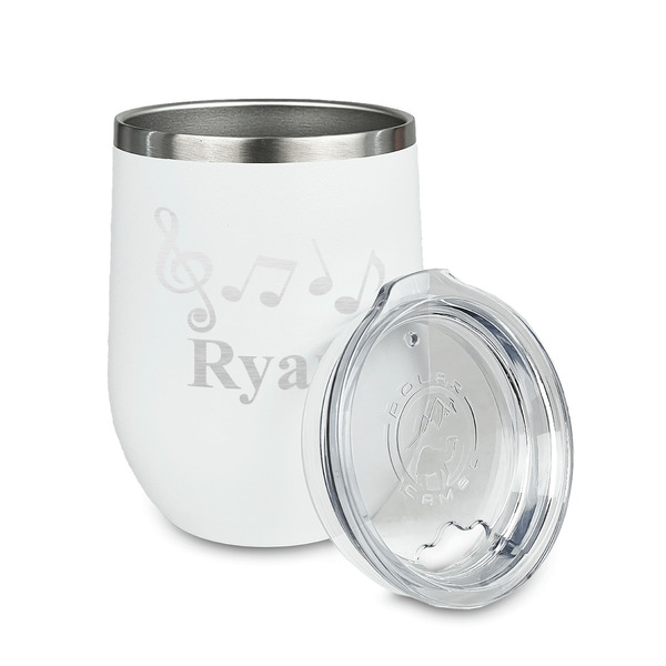 Musical Notes Stainless Wine Tumblers - White - Double Sided - Alt View