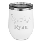 Musical Notes Stemless Stainless Steel Wine Tumbler - White - Double Sided (Personalized)
