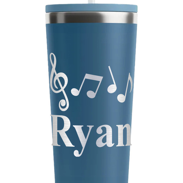 Musical Notes Steel Blue RTIC Everyday Tumbler - 28 oz. - Close Up