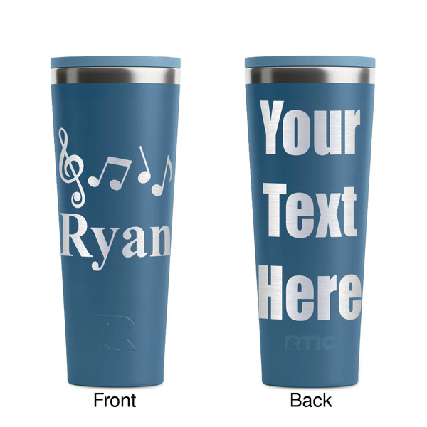 Musical Notes Steel Blue RTIC Everyday Tumbler - 28 oz. - Front and Back