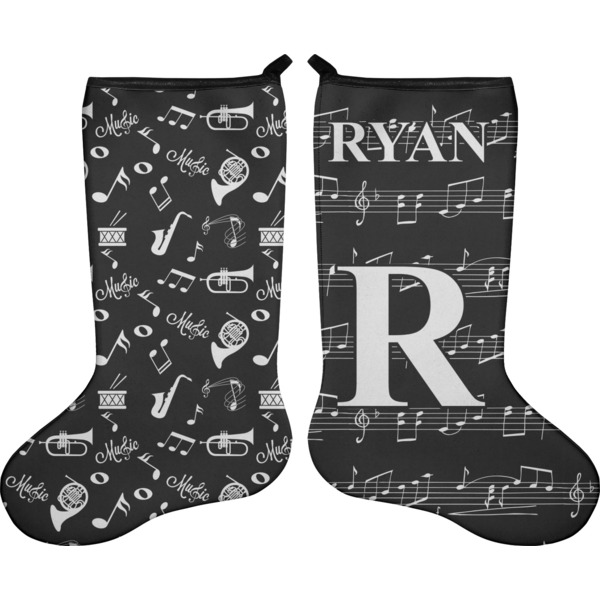 Custom Musical Notes Holiday Stocking - Double-Sided - Neoprene (Personalized)