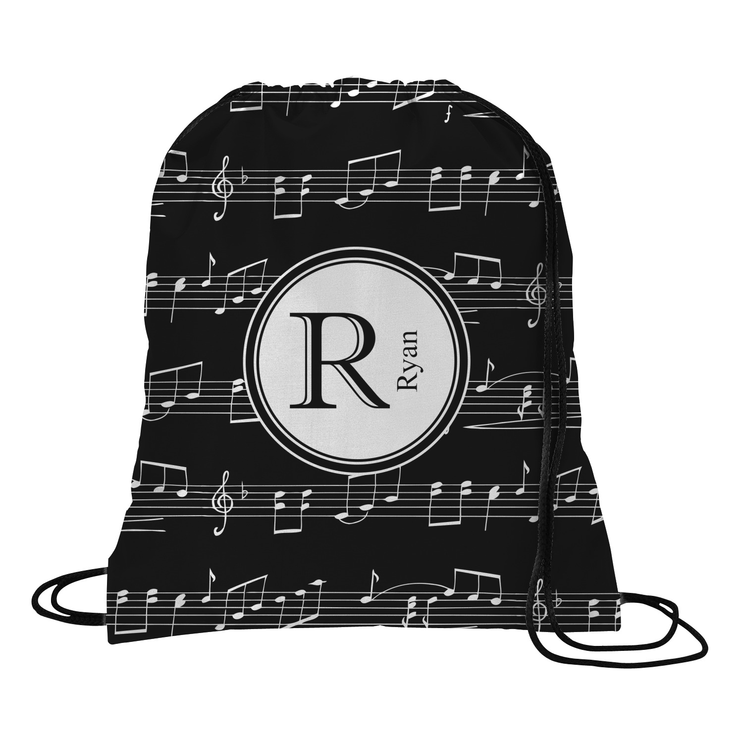 63 Different Genres of Music Black Cotton Drawstring Backpack Graphic