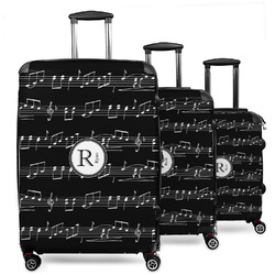 Musical Notes 3 Piece Luggage Set - 20" Carry On, 24" Medium Checked, 28" Large Checked (Personalized)