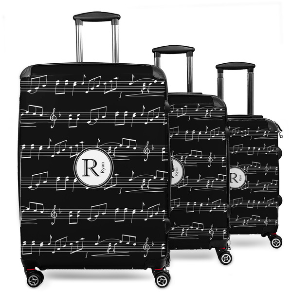 Custom Musical Notes 3 Piece Luggage Set - 20" Carry On, 24" Medium Checked, 28" Large Checked (Personalized)