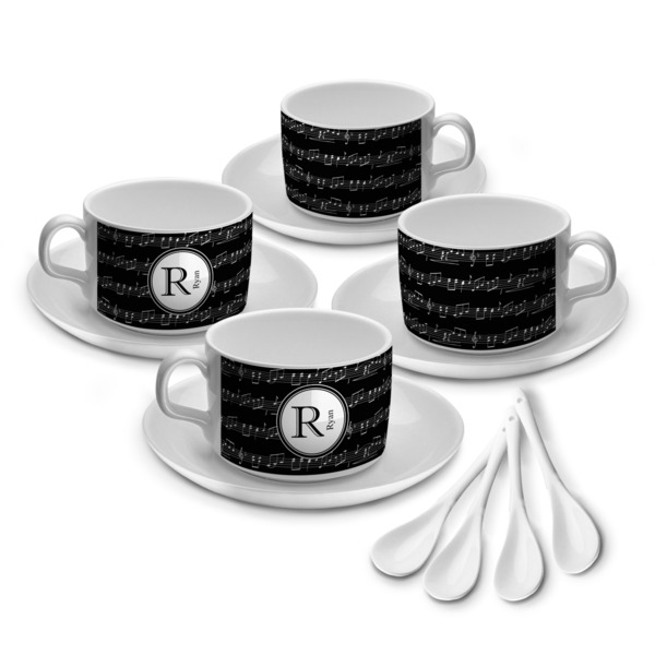 Custom Musical Notes Tea Cup - Set of 4 (Personalized)
