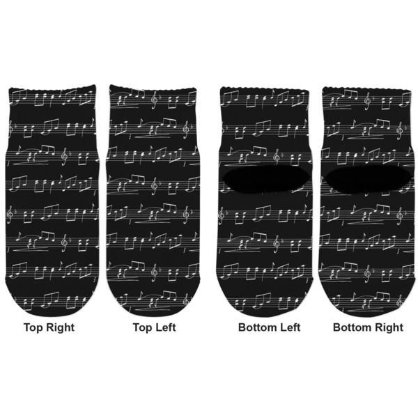 Musical Notes Toddler Ankle Socks - Double Pair - Front and Back - Apvl