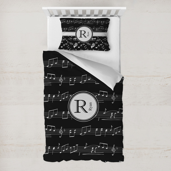 Custom Musical Notes Toddler Bedding w/ Name and Initial