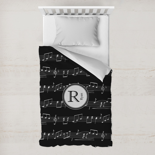 Custom Musical Notes Toddler Duvet Cover w/ Name and Initial