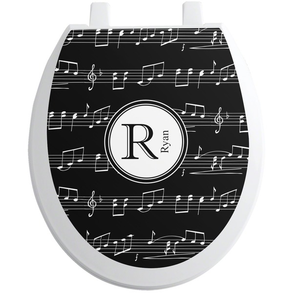 Custom Musical Notes Toilet Seat Decal - Round (Personalized)