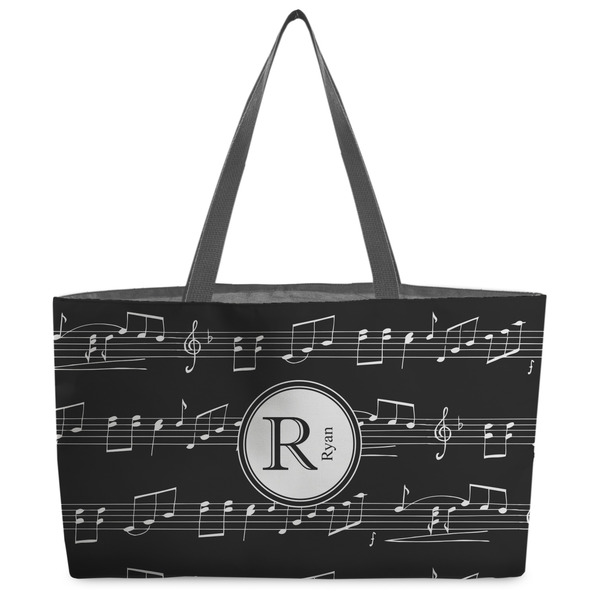 Custom Musical Notes Beach Totes Bag - w/ Black Handles (Personalized)