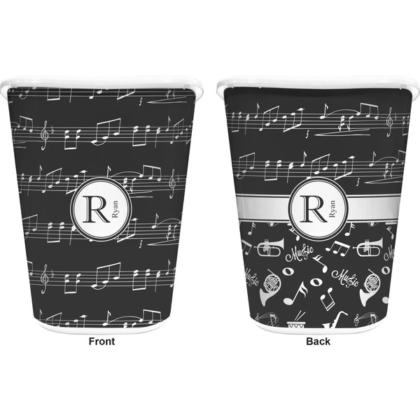 Musical Notes Trash Can White - Front and Back - Apvl