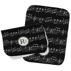 Musical Notes Burp Cloths - Fleece - Set of 2 w/ Name and Initial