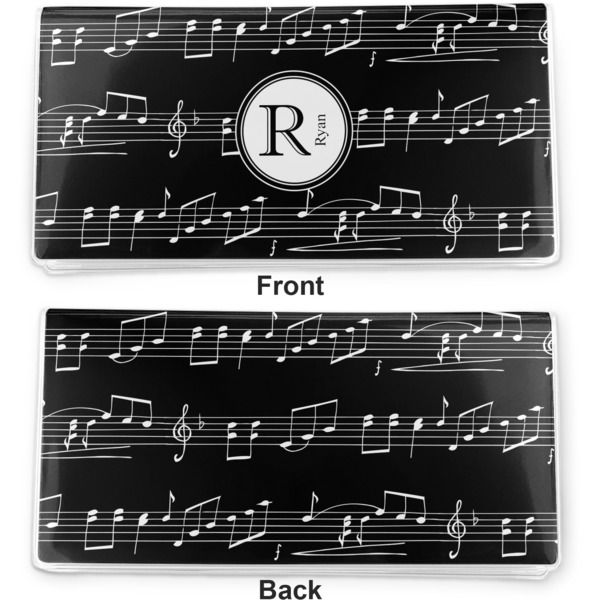 Musical Notes Vinyl Check Book Cover - Front and Back